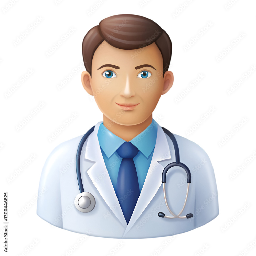 Fototapeta premium Doctor with stethoscope cartoon icon on white background