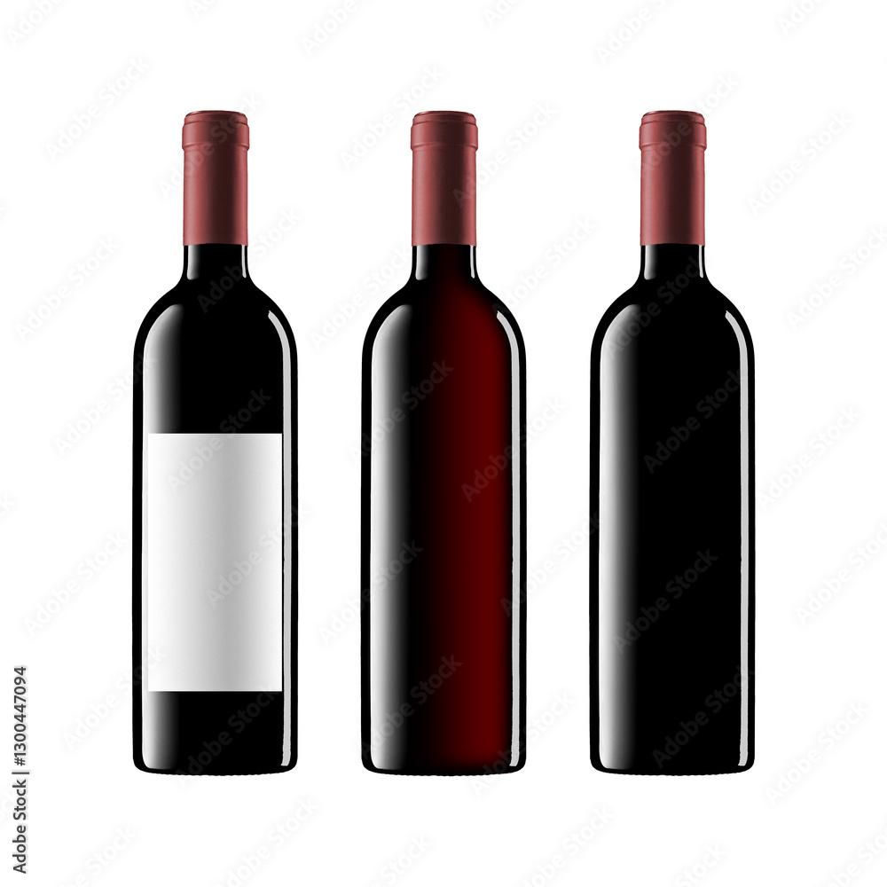 Red wine bottle on white background. isolated, blind label Red wine bottle on white background. isolated, blind label