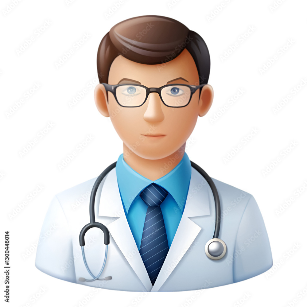 Fototapeta premium Doctor with stethoscope cartoon icon on white background