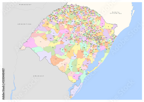 Mapa Vetorizado do Rio Grande do Sul com Divisas Municipais Editável em Adobe Illustrator