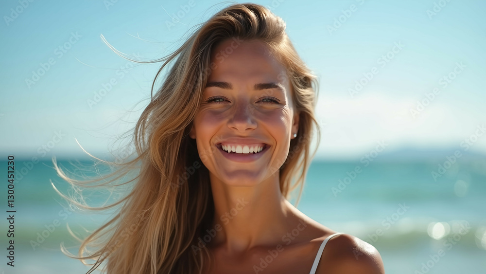 ocean woman beach smile tranquil sea ocean woman beach smile tranquil sea