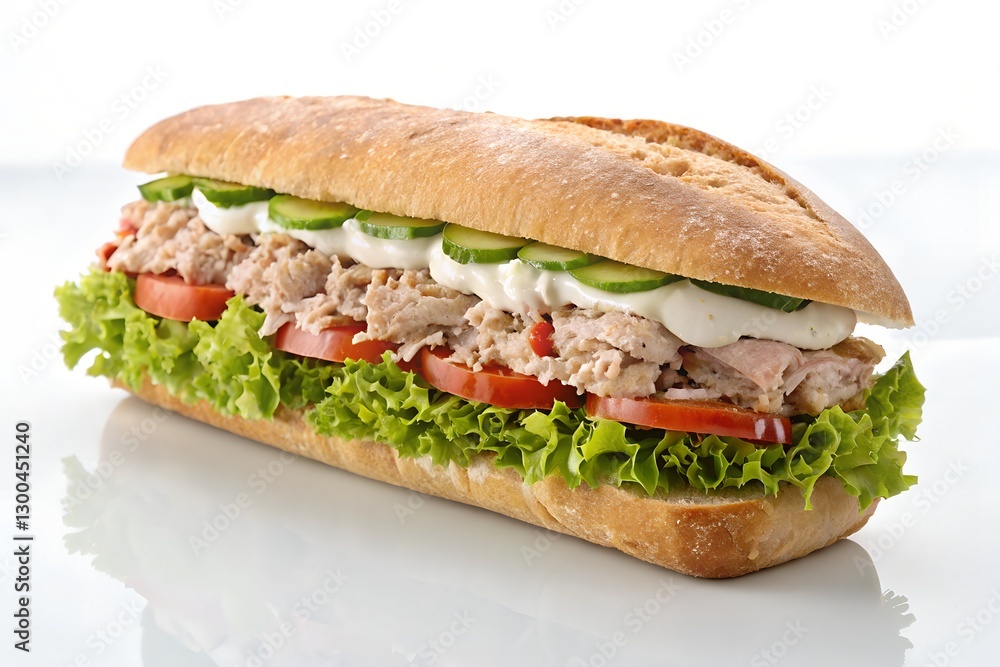 Turkish Tuna Sandwich on White Background Turkish Tuna Sandwich on White Background