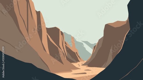 Outline canyon landscape with rock formations elegant monochrome vector.