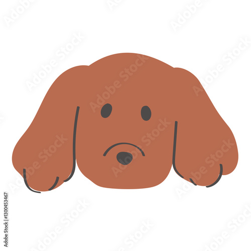 耳の垂れたかわいいダックスフンドの顔のイラスト　頭部　アイコン　