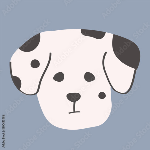 おしゃれなダルメシアンの顔のイラスト　手描き　イラストレーション