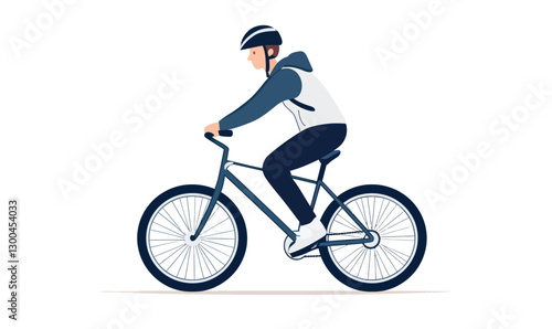 Minimalistic Vector Illustration of a Man Riding Bicycle for Urban Commute Concepts