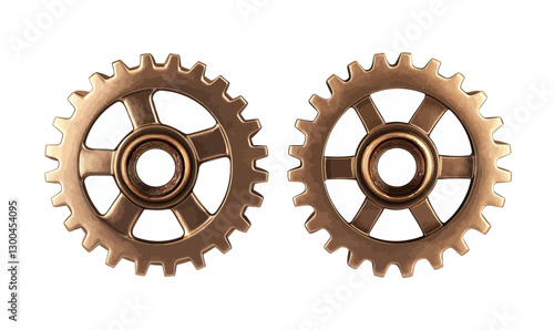 Vintage Brass Metal Gears Vector Illustration for Retro Mechanical Design Concepts