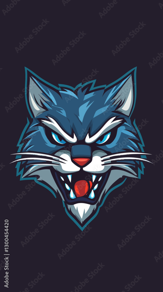 Fototapeta premium Fierce Wildcat Head Vector Illustration for T-Shirt Graphics and Logo Design