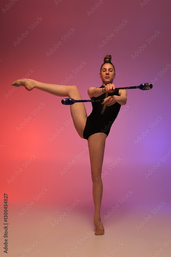 Rhythmic gymnastics girl. Colourful background. Rhythmic gymnastics girl. Colourful background.
