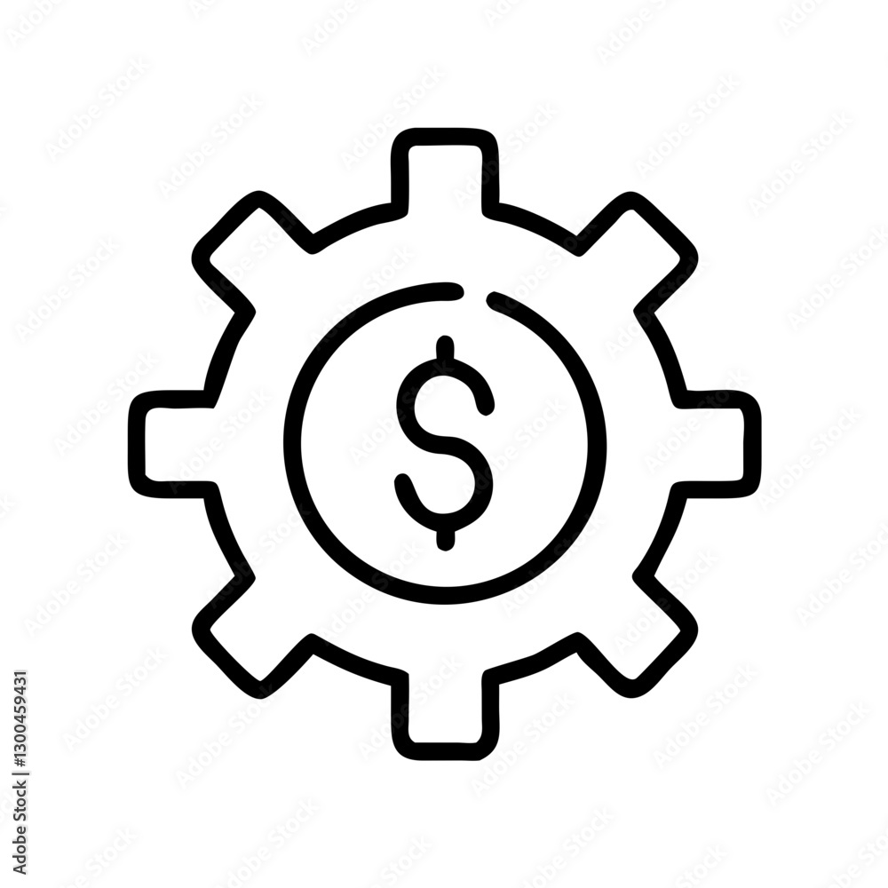 Dollar sign in gear icon on a white background Dollar sign in gear icon on a white background