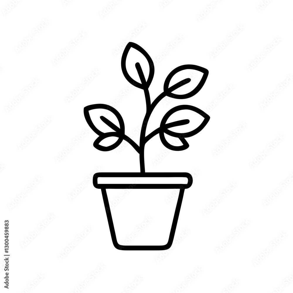 Obraz premium Potted plant with small leaves on white background