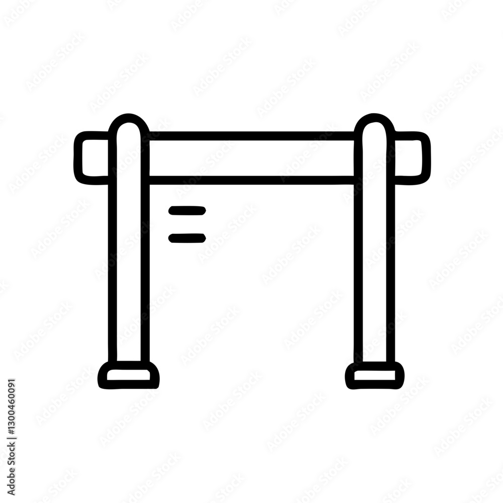 Minimalist illustration of a gym pull-up bar Minimalist illustration of a gym pull-up bar