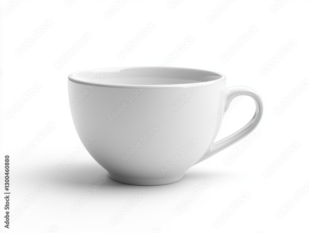 Empty white cup on a plain background in minimalistic style Empty white cup on a plain background in minimalistic style