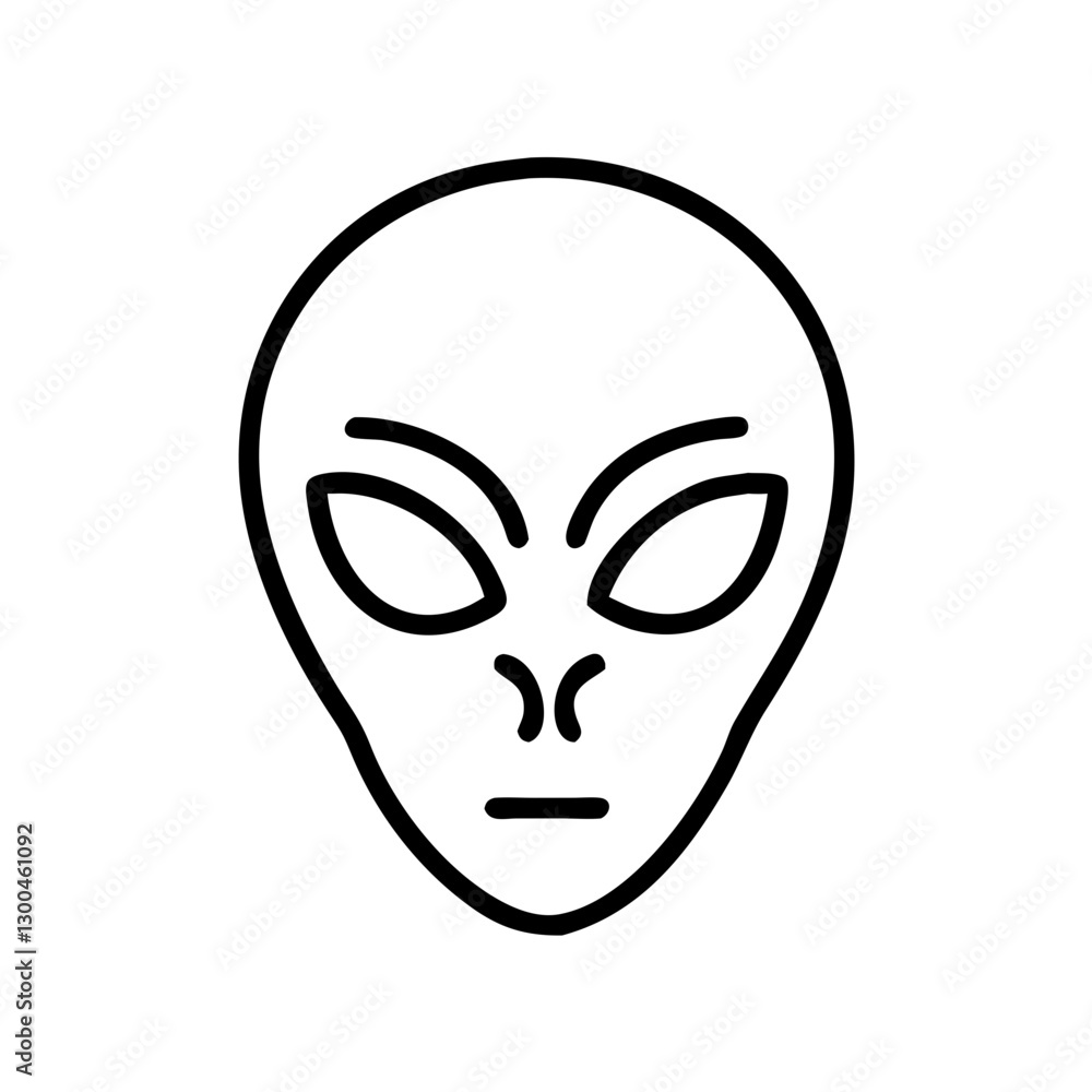 Alien face illustration on a white background Alien face illustration on a white background