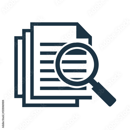 Document analysis with magnifying glass on paper sheets