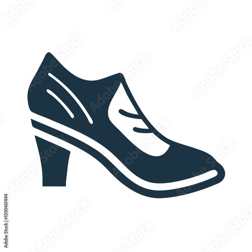 High-heeled shoe silhouette on white background