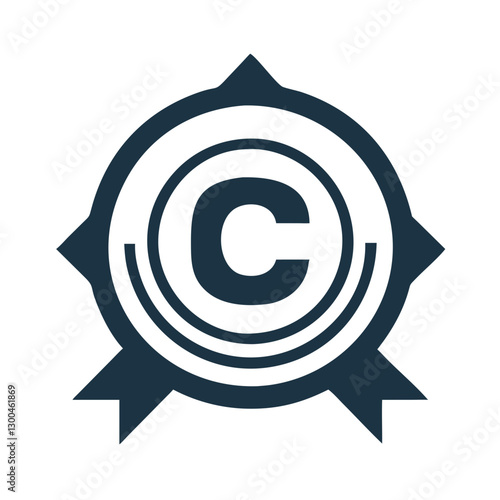 A dark blue badge with a white copyright symbol in the center, representing legal protection, intellectual property, and content ownership

