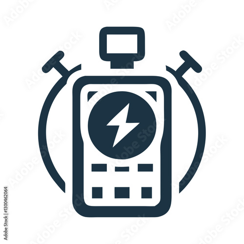 Electric timer and stopwatch icon on abstract background