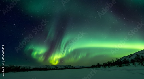 Wallpaper Mural aurora over the mountains Torontodigital.ca