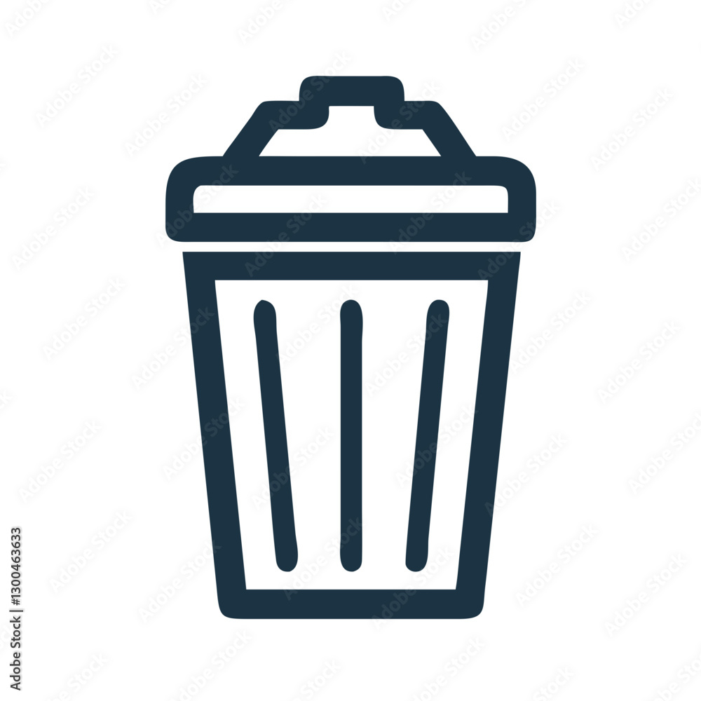 Trash can icon against white background Trash can icon against white background