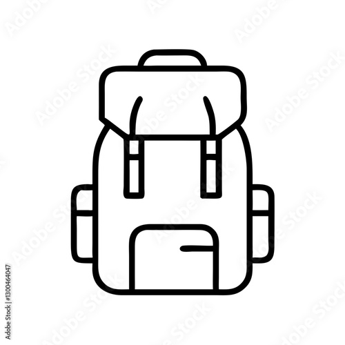 Black and white backpack outline illustration