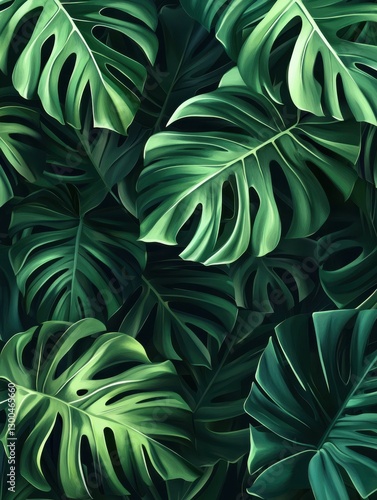 Wallpaper Mural Luxury Nature green background vector. Floral pattern, Golden split-leaf Philodendron plant with monstera plant line arts, Vector illustration. Torontodigital.ca
