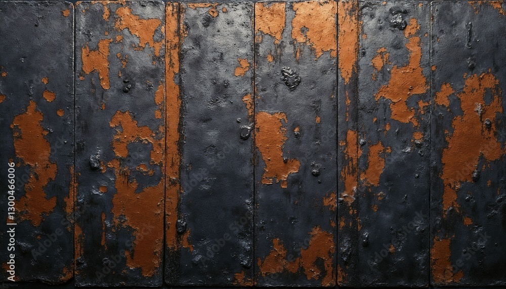 Rustic wooden planks with peeling dark blue and orange paint, textured background, copy space Rustic wooden planks with peeling dark blue and orange paint, textured background, copy space