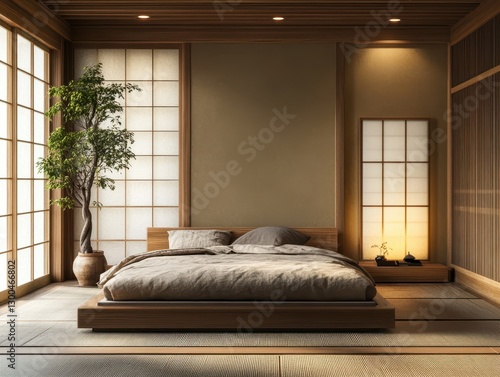 Peaceful and calming modern bedroom inside the minimalist bedroom