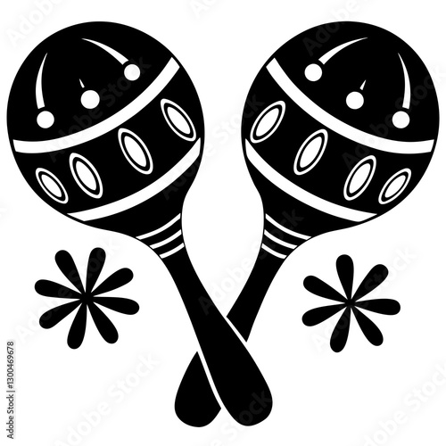 silhouette mardi gras maraca music instrument icon vector illustrations