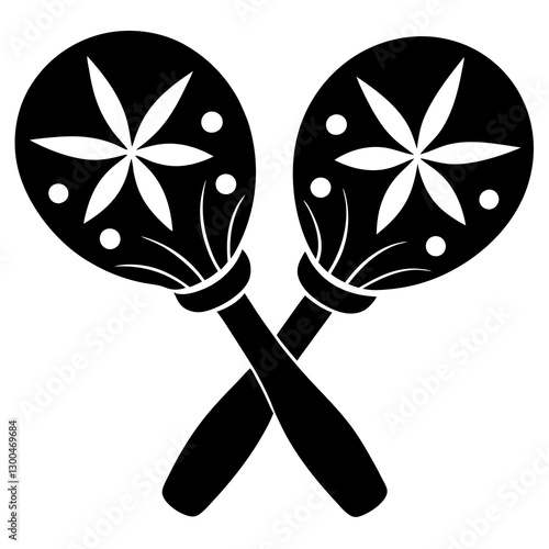 silhouette mardi gras maraca music instrument icon vector illustrations