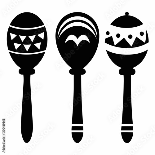 silhouette mardi gras maraca music instrument icon vector illustrations