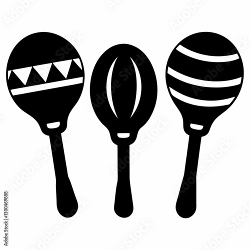 silhouette mardi gras maraca music instrument icon vector illustrations