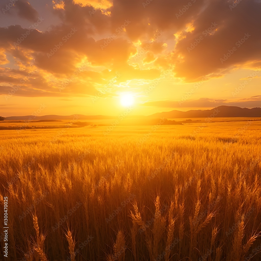 wheat field at sunset wheat field at sunset