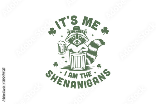 It's me I am the Shenanigans, Retro Vintage Funny Sarcastic Raccoon SVG T shirt design	