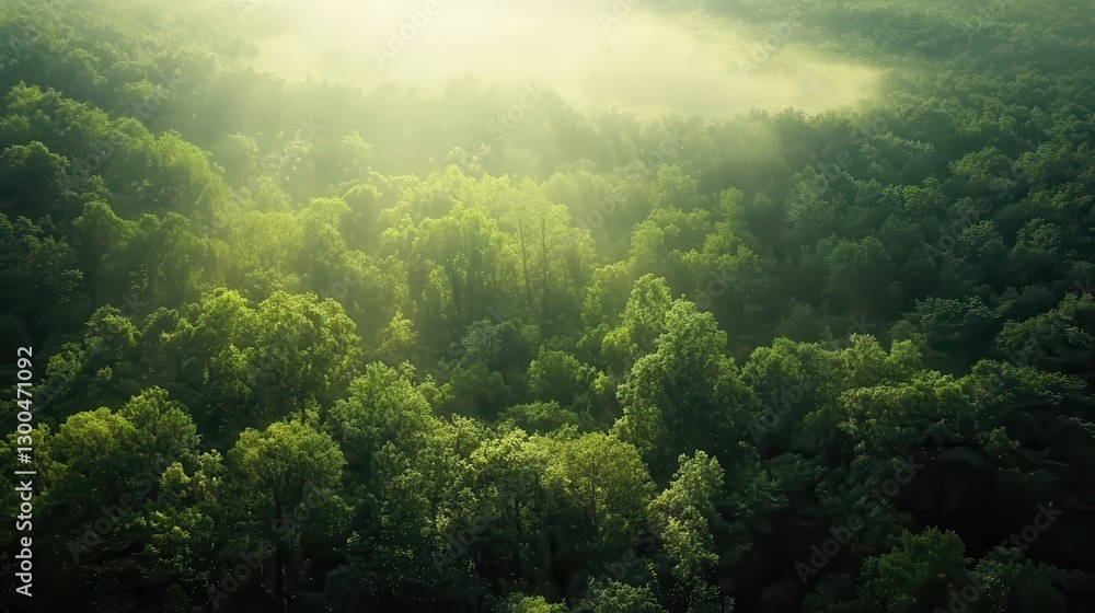 Aerial view of lush green forest landscape with misty atmosphere, serene nature scene, tranquil woods, outdoor adventure, environmental beauty, and wildlife habitat. Aerial view of lush green forest landscape with misty atmosphere, serene nature scene, tranquil woods, outdoor adventure, environmental beauty, and wildlife habitat.