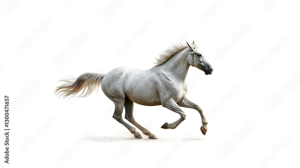 Fototapeta premium Horse is running background isolated white 