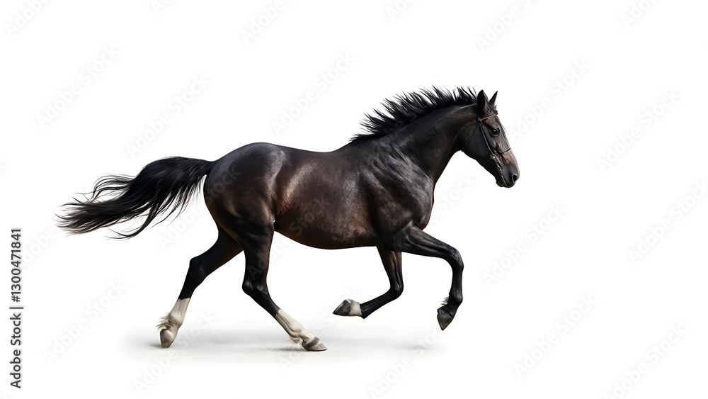 Fototapeta premium Horse is running background isolated white 