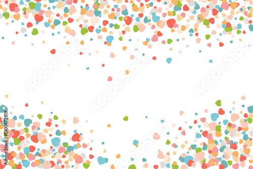 Vector pastel colored Valentines Day heartshapes background elements in flat style