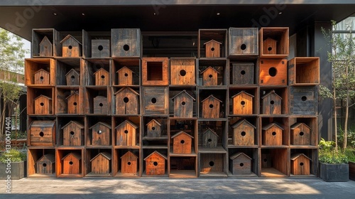 Fototapeta Naklejka Na Ścianę i Meble -  Wooden House Display Wall Art