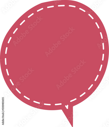 赤い点線のステッチが可愛い吹き出しベクターセット。手書き風のフレームとラベル素材。