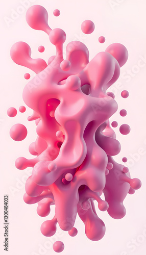 Abstract background with amorphous shape. Chaotic composition of formless elements. 3d render picture, retro style. with white shades