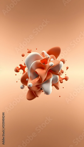 Abstract background with amorphous shape. Chaotic composition of formless elements. 3d render picture, 8k  photorealism. with white shades