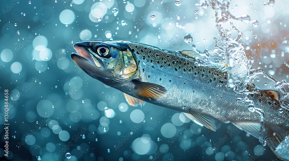 Dramatic Scene of a Jumping Fish in Crisp Detail and Perfect Natural Light Dramatic Scene of a Jumping Fish in Crisp Detail and Perfect Natural Light