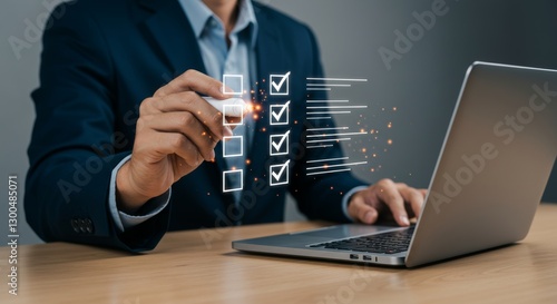 Wallpaper Mural Digital checklist being completed by executive marking boxes with smart technology Torontodigital.ca