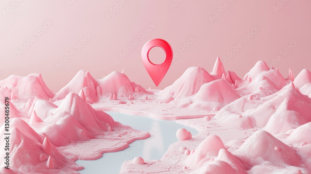 Obraz premium 3D Map travel location. Locator mark of map and location pin or navigation icon sign on background with search. 3D rendering.