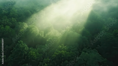 Wallpaper Mural Sunlight shining through green forest canopy with mist, tranquil landscape, natural scenery, peaceful wilderness, nature photography for outdoor enthusiasts. Torontodigital.ca