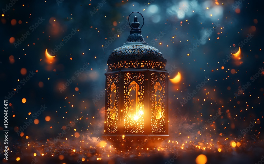 Ornate Lantern Emitting a Warm Glow Amidst a Mystical Dark Background Ornate Lantern Emitting a Warm Glow Amidst a Mystical Dark Background