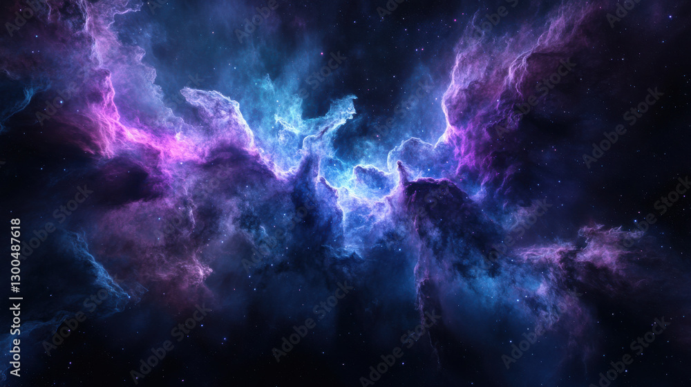 Fototapeta premium A mesmerizing deep-space phenomenon, a vast interstellar cloud with intricate gaseous tendrils stretching across the frame