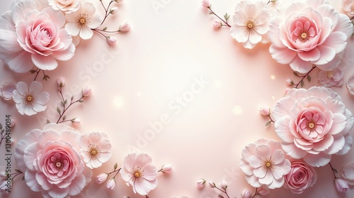 Wallpaper Mural pink roses frame background ai generated Torontodigital.ca