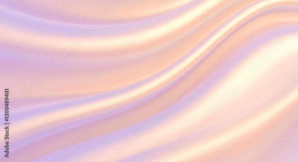Obraz premium Iridescent Waves Silk Fabric Peach Lavender Cream Pastel Tones Ethereal Flowing